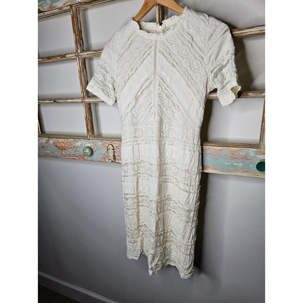 Bella Ella Ladies Cream Lace Knee Length Dress Size Medium - Picture 3 of 13